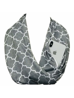 Pop Fashion Scarves for Women, Girls, Ladies, Infinity Scarf with Zipper Pocket Pattern Print Lightweight Wrap - $44.99