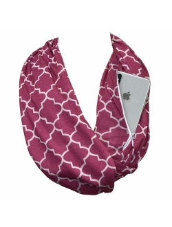 Pop Fashion Scarves for Women, Girls, Ladies, Infinity Scarf with Zipper Pocket Pattern Print Lightweight Wrap - $44.99