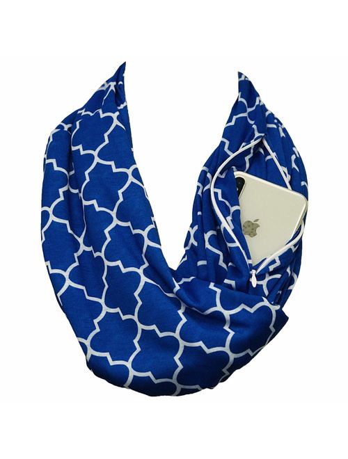 Pop Fashion Scarves for Women, Girls, Ladies, Infinity Scarf with Zipper Pocket Pattern Print Lightweight Wrap - $44.99