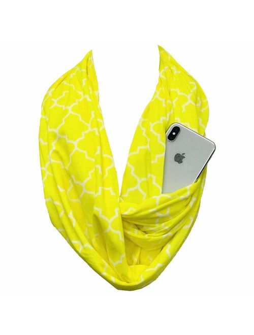 Pop Fashion Scarves for Women, Girls, Ladies, Infinity Scarf with Zipper Pocket Pattern Print Lightweight Wrap - $44.99