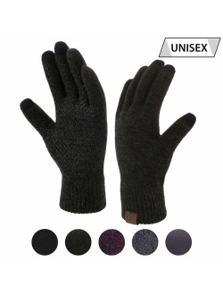 Winter Touchscreen Gloves for Men & Women 3 Fingers Dual-layer Touch Screen Warm Lined Anti-Slip Knit Texting Glove 2 Size