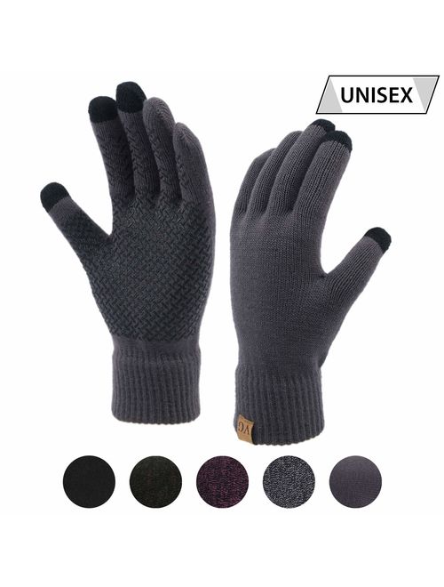 Winter Touchscreen Gloves for Men & Women 3 Fingers Dual-layer Touch Screen Warm Lined Anti-Slip Knit Texting Glove 2 Size