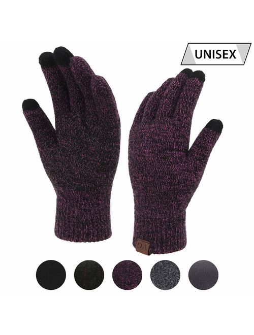 Winter Touchscreen Gloves for Men & Women 3 Fingers Dual-layer Touch Screen Warm Lined Anti-Slip Knit Texting Glove 2 Size