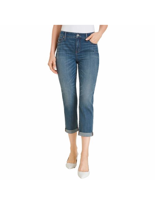 Chico's Women's So Slimming Girlfriend Stretch Cropped-Length Denim Classic Cut Jeans