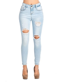 ICONICC Women's Butt Lifting Skinny Jeans Destroyed and Ripped Stretch Denim