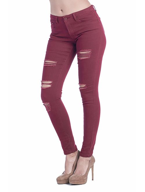 ICONICC Women's Butt Lifting Skinny Jeans Destroyed and Ripped Stretch Denim