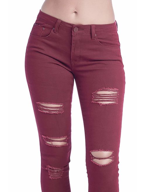 ICONICC Women's Butt Lifting Skinny Jeans Destroyed and Ripped Stretch Denim