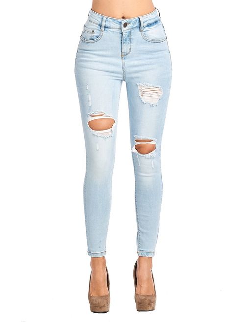 ICONICC Women's Butt Lifting Skinny Jeans Destroyed and Ripped Stretch Denim