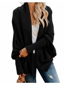 Imily Bela Womens Kimono Batwing Cable Knitted Slouchy Oversized Wrap Cardigan Sweater