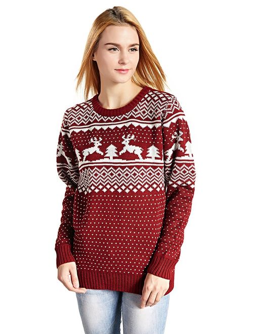 v28 Women's Patterns Reindeer Snowman Tree Snowflakes Christmas Sweater Cardigan