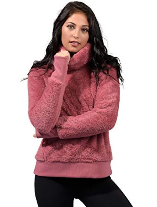 90 Degree By Reflex Warm and Fuzzy Fleece Teddy Cardigan Sherpa Jacket with Hood and Front Pockets