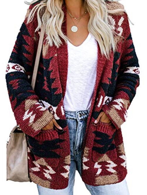 Sidefeel Women Open Front Pocket Cardigan Sweater Button Down Knit Sweater Coat