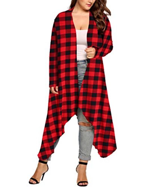 IN'VOLAND Women's Plus Size Cardigan Long Sleeve Open Front Drape Cardigans Lightweight Long Duster