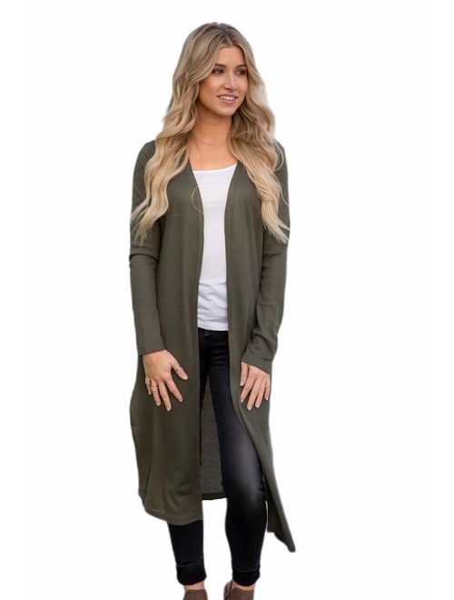 Tickled Teal Women's Soft Long Sleeve Pocket Cardigan