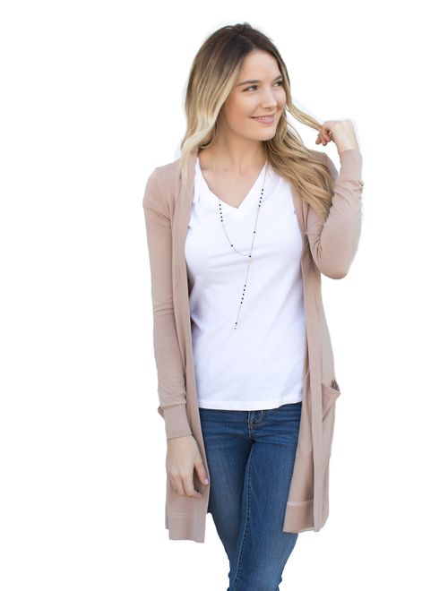 Tickled Teal Women's Soft Long Sleeve Pocket Cardigan