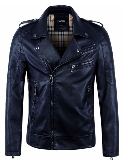 Men's Vintage Asymmetric Zip Lightweight Faux Leather Biker Jacket