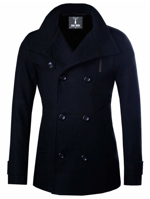 TAM WARE Mens Classic Wool Double Breasted Pea Coat