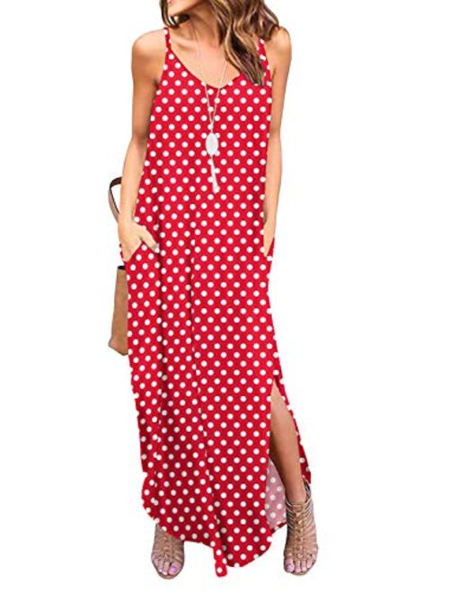 GRECERELLE Women's Summer Casual Loose Dress Beach Cover Up Long Cami Maxi Dresses with Pocket