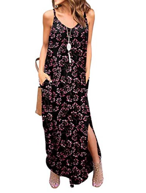 GRECERELLE Women's Summer Casual Loose Dress Beach Cover Up Long Cami Maxi Dresses with Pocket