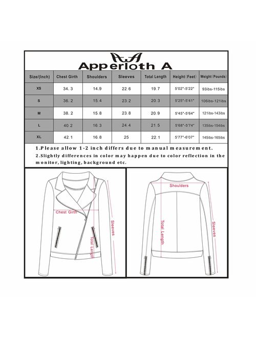 Apperloth Faux Suede Jackets for Women Long Sleeve Zipper Short Moto Biker Coat