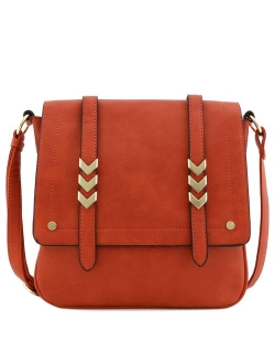 Double Compartment Large Flapover Crossbody Bag with Colorblock Straps