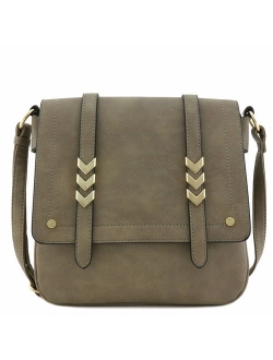 Double Compartment Large Flapover Crossbody Bag with Colorblock Straps
