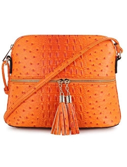 SG SUGU Animal Pattern Lightweight Medium Dome Crossbody Bag with Tassel