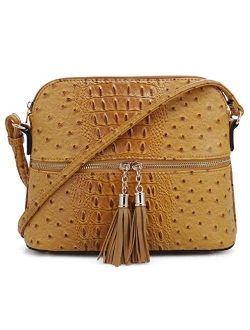 SG SUGU Animal Pattern Lightweight Medium Dome Crossbody Bag with Tassel