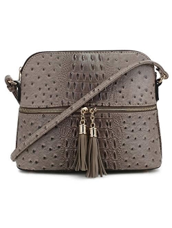 SG SUGU Animal Pattern Lightweight Medium Dome Crossbody Bag with Tassel