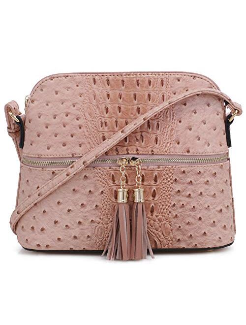 SG SUGU Animal Pattern Lightweight Medium Dome Crossbody Bag with Tassel