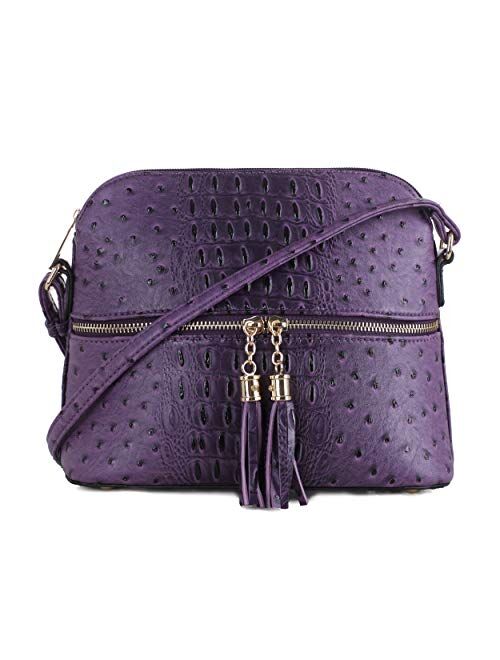 SG SUGU Animal Pattern Lightweight Medium Dome Crossbody Bag with Tassel