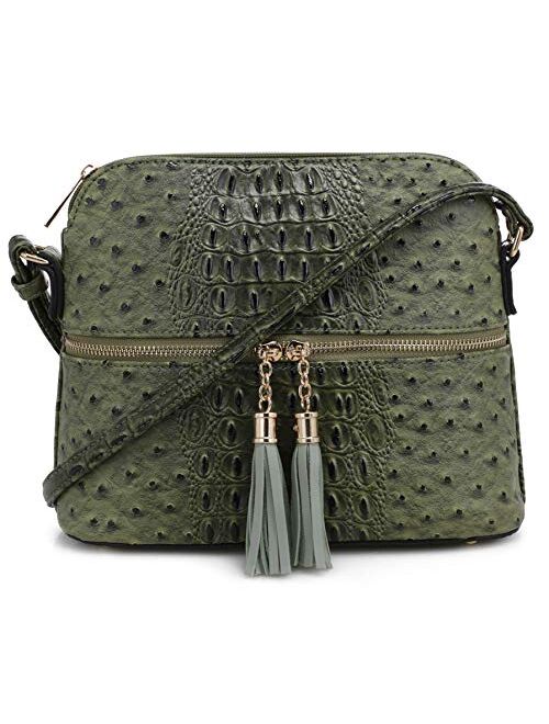 SG SUGU Animal Pattern Lightweight Medium Dome Crossbody Bag with Tassel