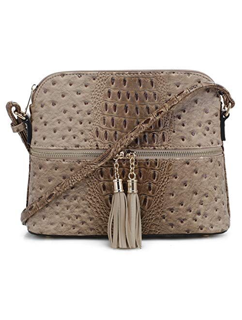 SG SUGU Animal Pattern Lightweight Medium Dome Crossbody Bag with Tassel