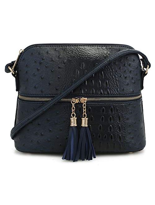 SG SUGU Animal Pattern Lightweight Medium Dome Crossbody Bag with Tassel