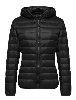 Wantdo Women's Hooded Packable Ultra Light Weight Short Down Jacket