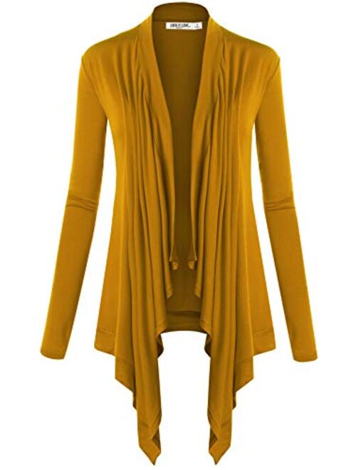 Lock and Love Women's Basic Draped Long Sleeve Open Front Knit Cardigan S - XXXL Plus Size - Made in U.S.A.