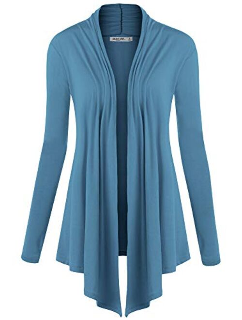 Lock and Love Women's Basic Draped Long Sleeve Open Front Knit Cardigan S - XXXL Plus Size - Made in U.S.A.