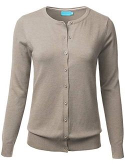 FLORIA Women's Button Down Crew Neck Long Sleeve Soft Knit Cardigan Sweater (S-3X)