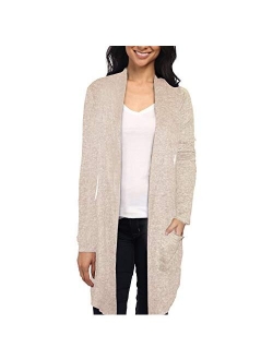 Womens Lightweight Casual Open Front Drape Long Cardigan with Pockets for All Season