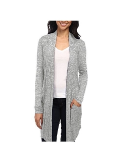 Womens Lightweight Casual Open Front Drape Long Cardigan with Pockets for All Season