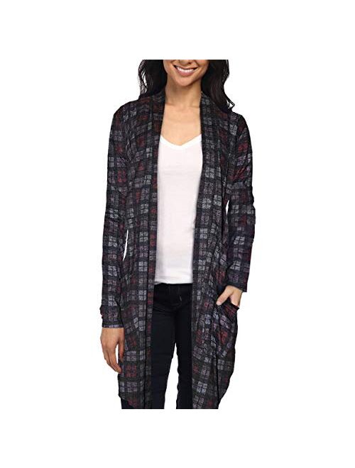 Womens Lightweight Casual Open Front Drape Long Cardigan with Pockets for All Season