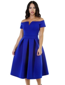 LALAGEN Women's Plus Size Vintage 1950s Party Cocktail Wedding Swing Midi Dress