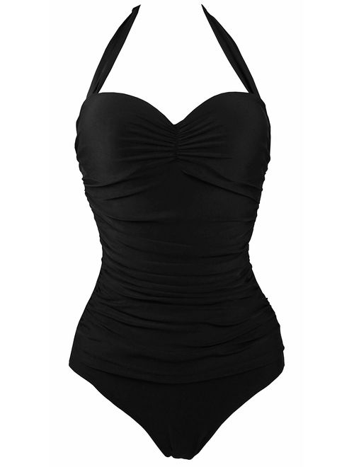 COCOSHIP 50s Elegant Inspired Retro Vintage One Piece Pin Up Monokinis Swimsuit(FBA)