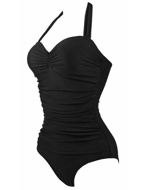 COCOSHIP 50s Elegant Inspired Retro Vintage One Piece Pin Up Monokinis Swimsuit(FBA)