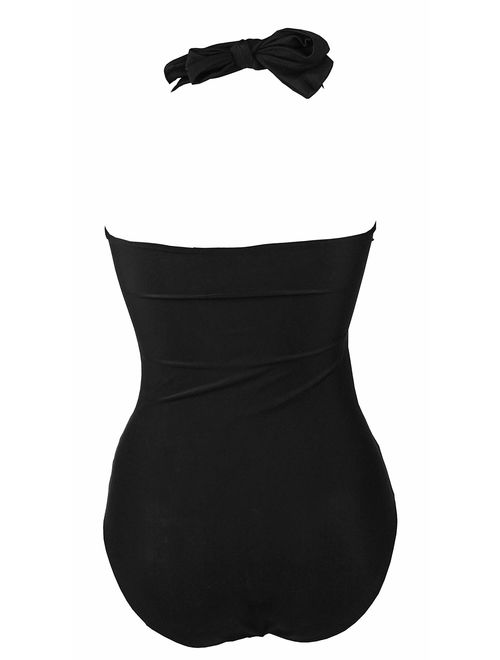 COCOSHIP 50s Elegant Inspired Retro Vintage One Piece Pin Up Monokinis Swimsuit(FBA)