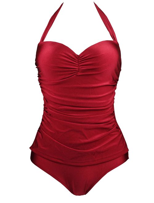 COCOSHIP 50s Elegant Inspired Retro Vintage One Piece Pin Up Monokinis Swimsuit(FBA)