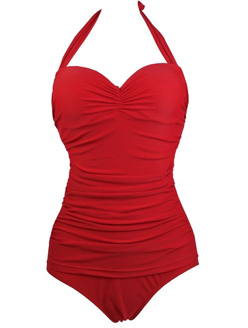 COCOSHIP 50s Elegant Inspired Retro Vintage One Piece Pin Up Monokinis Swimsuit(FBA)