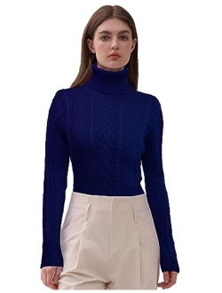 v28 Women Polo Neck Knit Stretchable Elasticity Long Slim Sweater