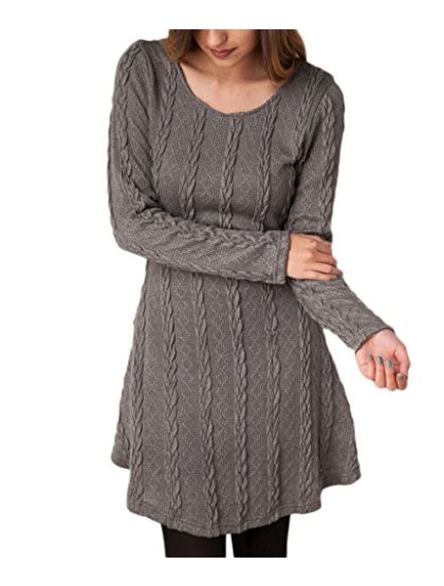 MANSY Womens Knitted Crewneck Sweater Dress