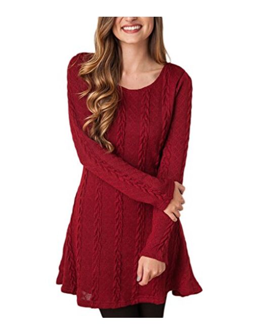 MANSY Womens Knitted Crewneck Sweater Dress